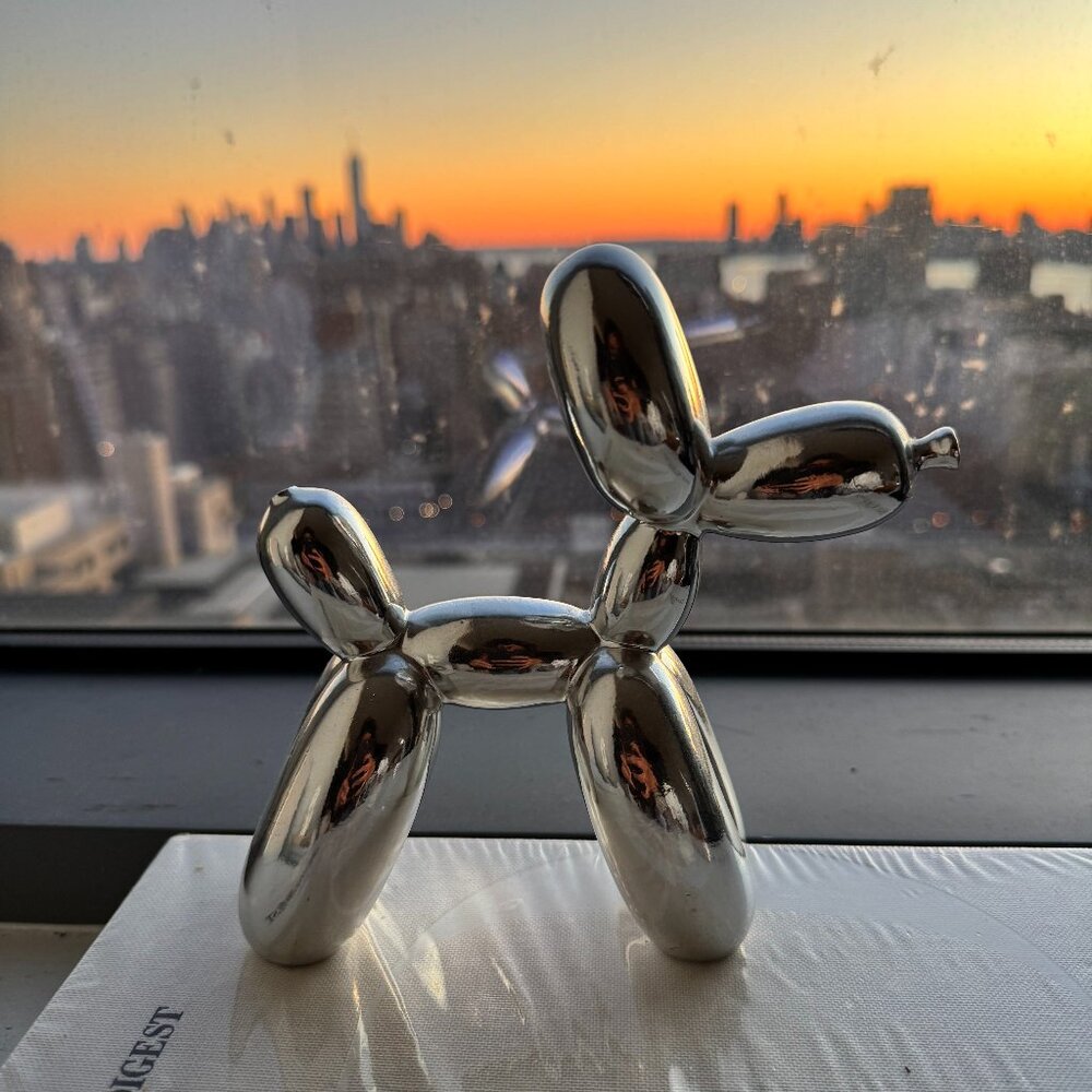 Jeff Koons Balloon Dog Sculpture (Silver)